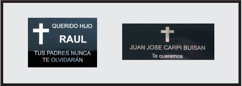 placas grabadas para nichos, tumbas y cementerios