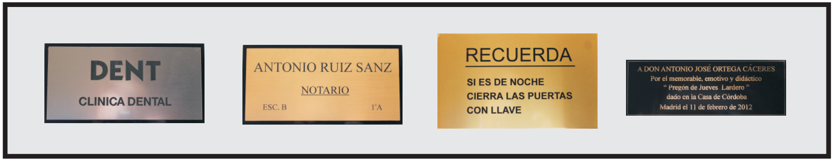 placas grabadas, metacrilato o aluminio